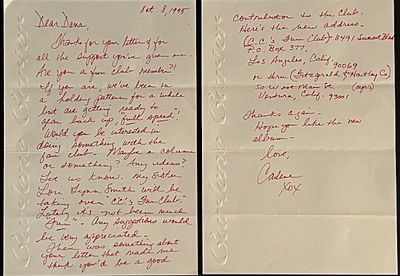 Country Singer Carlene Carter Signed Letter. Carlene Carter Signed Letter. 7x10 inches.