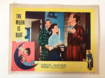 The Moon Is Blue original 1953 vintage lobby card on heavy card stock. 11x14 inches