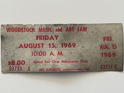 1969 Woodstock ticket. 2x4 inches