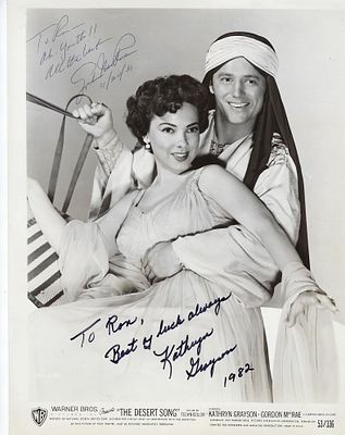 The Desert Song 	Kathryn Grayson and
Gordon MacRae signed movie photo. The Desert Song signed 
