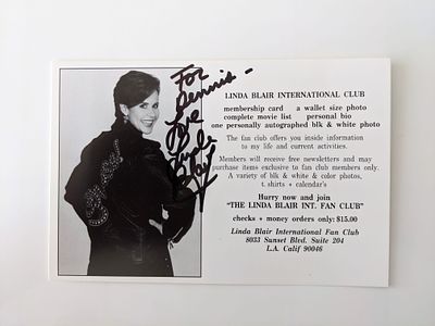 The Exorcist Linda Blair signed fan club postcard. Linda Blair signed fan club postcard