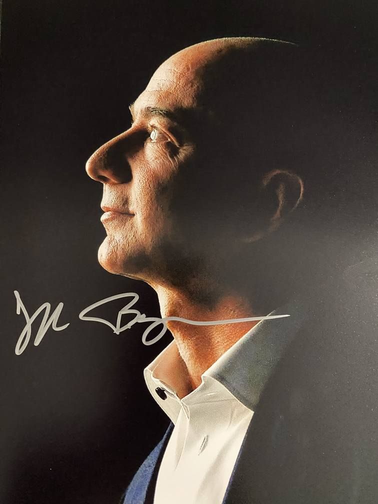 Amazon Founder Jeff Bezos signed photo. 8x10 inches