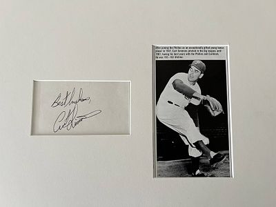 Philadelphia Phillies Star Curt Simmons signed collage. The outer dimension of collage is 13 x 