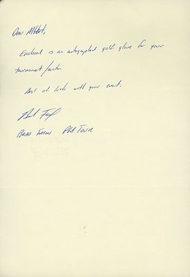 Golfer Brad Faxon handwritten signed letter