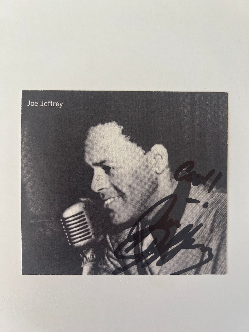 Joe Jeffrey signed photo. 4x4 inches