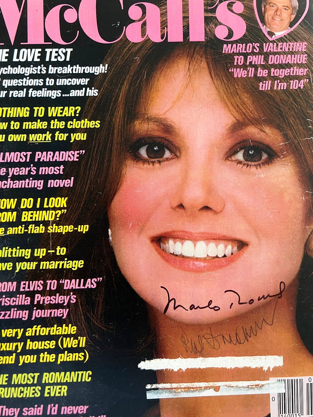 Marlo Thomas and Phil Donahue signed magazine