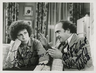 Taxi signed photo. Taxi Photo signed by Rhea Perlman and Danny DeVito. 7x9 inches. GFA Authenticated