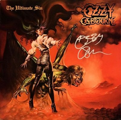Ozzy Ozbourne signed The Ultimate Sin Live album. Ozzy Ozbourne 1986 The Ultimate Sin Live album 