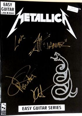 Metallica signed music book. Metallica's Black Album - 1992 music book autographed by Lars 