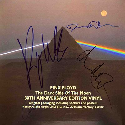 Pink Floyd Band Signed record insert sticker. 10 x 10 inch signed by Roger Waters, Richard 