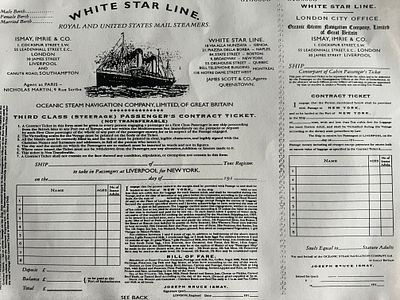 Titanic Rose DeWitt Bukater replica letter and boarding pass prop. Titanic Rose DeWitt Bukater 