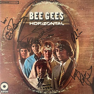 Bee Gees Horizontal signed album cover. Bee Gees Horizontal signed album autographed by Barry 