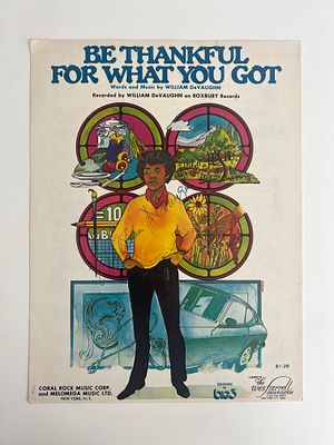 Be Thankful for What You Got William DeVaughn signed sheet music. Be Thankful for What You Got 
