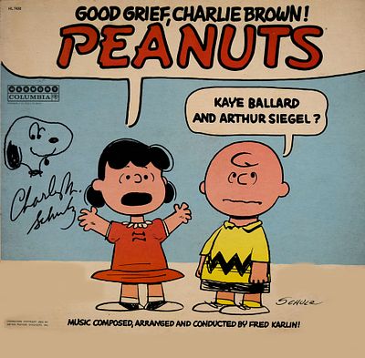 Peanuts Good Grief, Charlie Brown! signed soundtrack album. Peanuts Good Grief, Charlie Brown! 