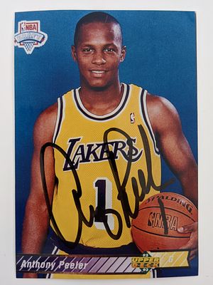 Anthony Peeler Signed Upper Deck Basketball Card Photo - 3x5 inches