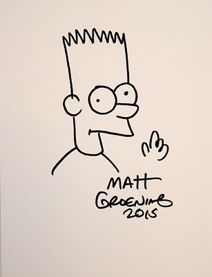 Bart Simpson drawn and signed sketch. The Simpson's Bart Simpson original signed sketch. Signed: 