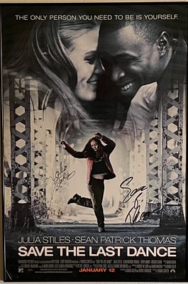 Save The Last Dance cast signed movie poster autographed by Julia Stiles and Sean Patrick 