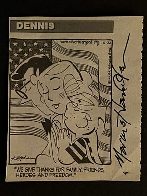 Dennis the Menace Comic Marcus Hamilton Signed Cartoon Newspaper clipping. 2x2 inches.