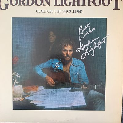 Gordon Lightfoot Cold On The Shoulder signed album. 12x12 inches, vinyl included