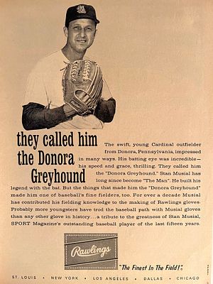 Stan Musial Rawlings magazine ad. 8x10 inches