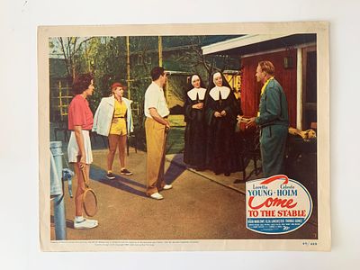Come to the Stable original 1949 vintage lobby card on heavy card stock. 11x14 inches