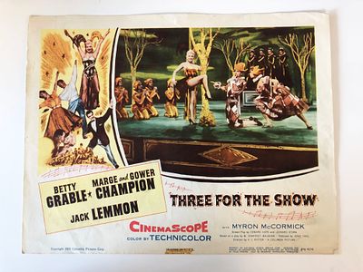 Three for the Show original 1954 vintage lobby card on heavy card stock. 11x14 inches