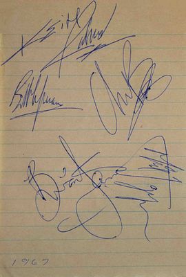 The Rolling Stones signature slip. The Rolling Stones 3 3/4 in. by 5 1/2 in. signature slip 