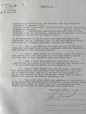 Gene Vincent signed contract. Gene Vincents signed contract. 9x12 inches