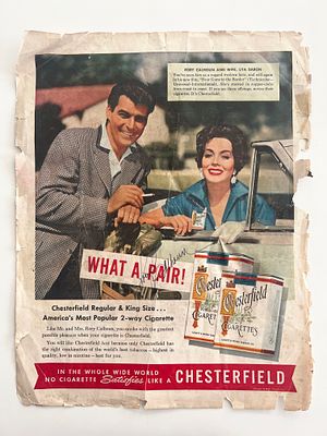 The Texan Rory Calhoun signed magazine ad page. Rory Calhoun signed magazine ad page. 11x14 inches