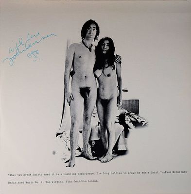 John Lennon signed Two Virgins album. John Lennon's 1968 album Two Virgins signed: with Love 