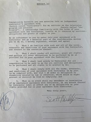 Mamas and Papas Scott McKenzie signed contract. Scott McKenzie signed contract. 9x12 inches