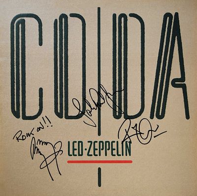 Led Zeppelin signed Coda album. Led Zeppelin's 1982 Coda album. Signed: Rock On!! Jimmy Page 