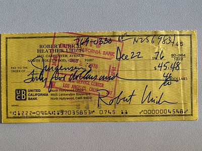 Clint Eastwood Magnum Force Robert Urich signed check. Robert Urich signed check dated December 