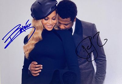 Jay-Z and Beyonc&Atilde;&copy; facsimile signed photo. 8x10 inches. This item is a reprint of an original 