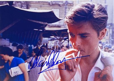 Alain Delon facsimile signed movie photo. Alain Delon facsimile signedmovie photo. 8x10 inches. 