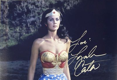Wonder Woman Lynda Carter signed photo. Wonder Woman signed photo autographed by Lynda Carter. 