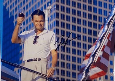 The Wolf of Wall Street Leonardo DiCaprio facsimile signed movie photo. 8x10 inches. This item 