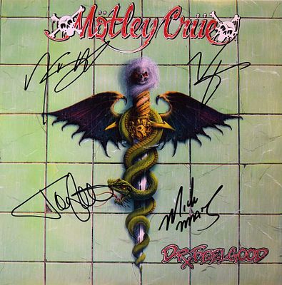 Motley Crue signed Dr. Feelgood album. Motley Crue's 1989 hit Dr. Feelgood album. Signed: Mick 