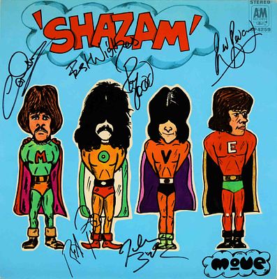 The Move Shazam band signed album. The Move 1970 Shazam band signed album autographed by Roy 