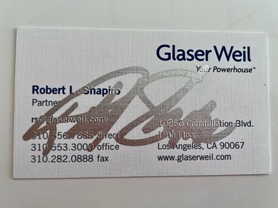 O.J. Lawyer Robert Shapiro signed business card. 2x3 inches