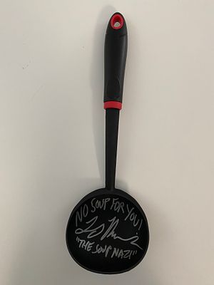 Seinfeld The Soup Nazi signed soup ladle. No Soup for You! soup ladle autographed by Larry 