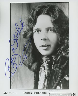 Derek and Dominoes Bobby Whitlock signed photo. Bobby Whitlock signed photo. 8x10 inches