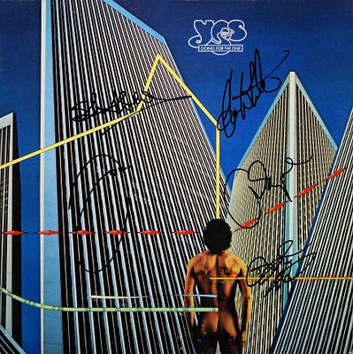 Yes signed Going For One album. Yes, 1977 Going For One album. Signed: Chris Squire, Steve Howe 
