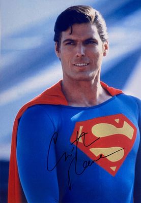 Superman Christopher Reeve facsimile signed photo. Superman Christopher Reeve facsimile signed 