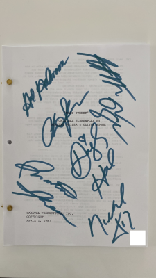 Wall Street original signed screenplay. Wall Street original screenplay autographed by Oliver 