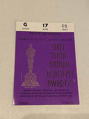 Original 1997 Admission Ticket to 69th Annual Academy Awards on March 24, 1997 This item is 