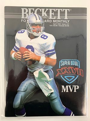 Troy Aikman Beckett Football Card Monthly Magazine April 1993 #37. Troy Aikman Super Bowl XXVII 