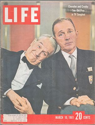 Maurice Chevalier and Bing Crosby Life Magazine. March 10, 1961