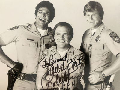 Chips Robert Pine signed photo. Chips signed photo autographed by Robert Pine. 8x10 inches