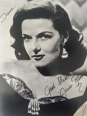 Jane Russell signed photo.8x10 inches